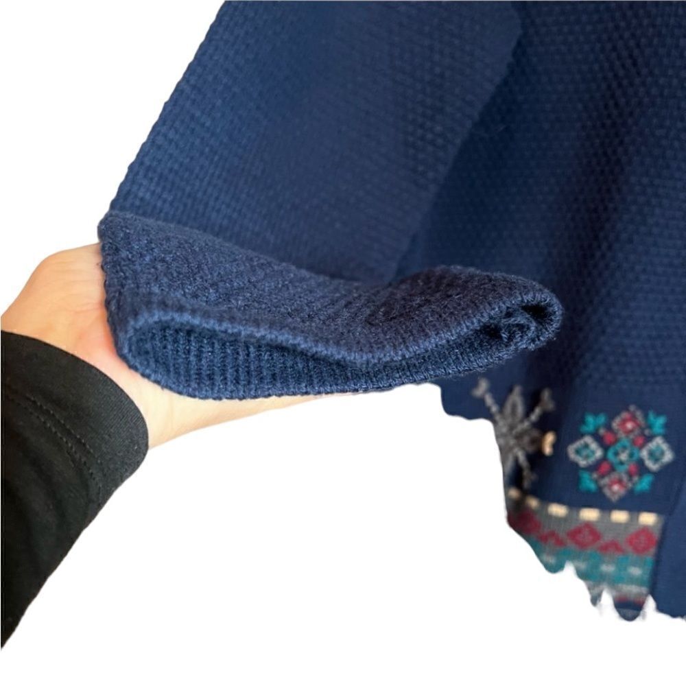 ‎Tradition navy collared patterned cardigan - Picture 4 of 11